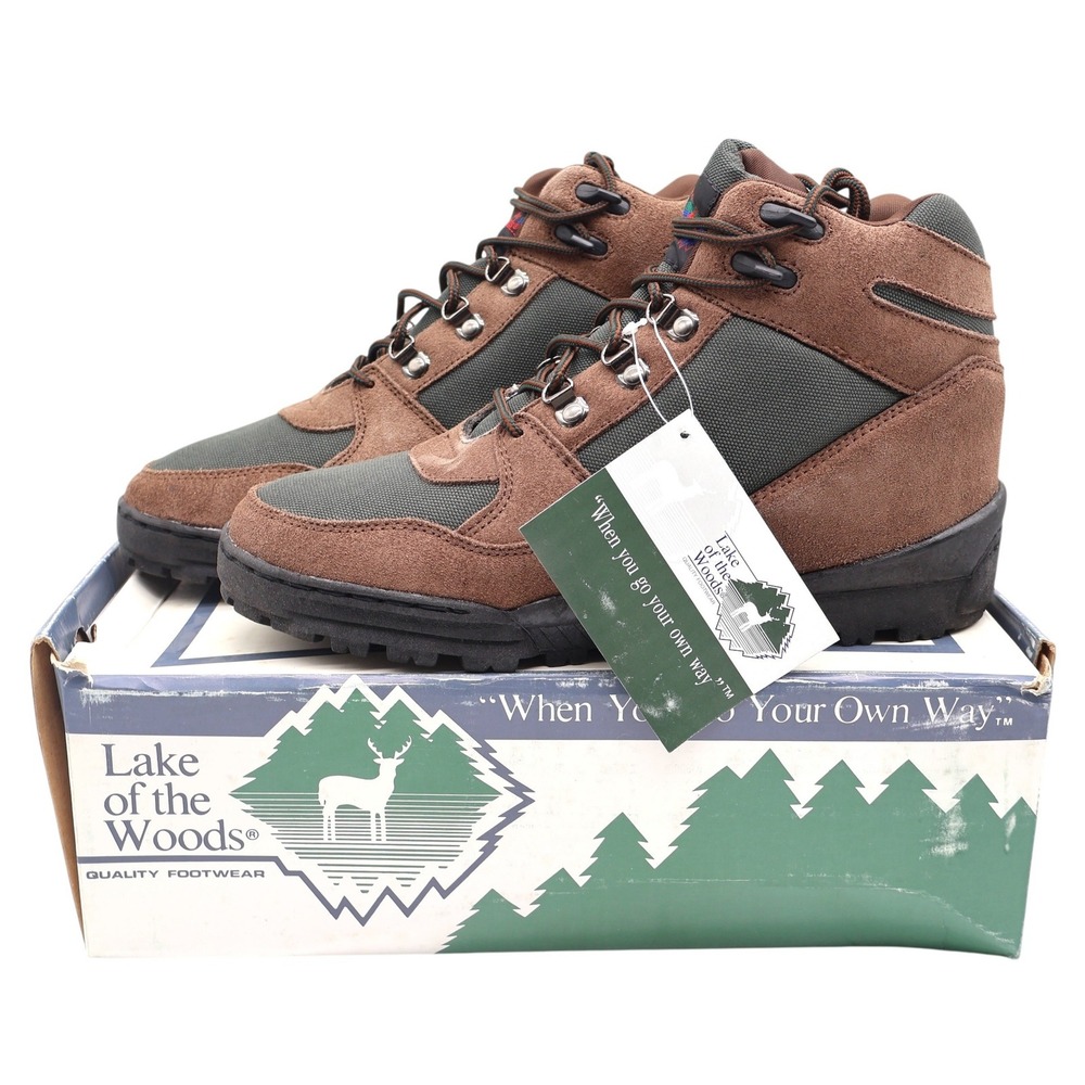 Lake of the Woods Hiking Boots Mens 12M Vintage Brown Suede Canvas Trail Shoes